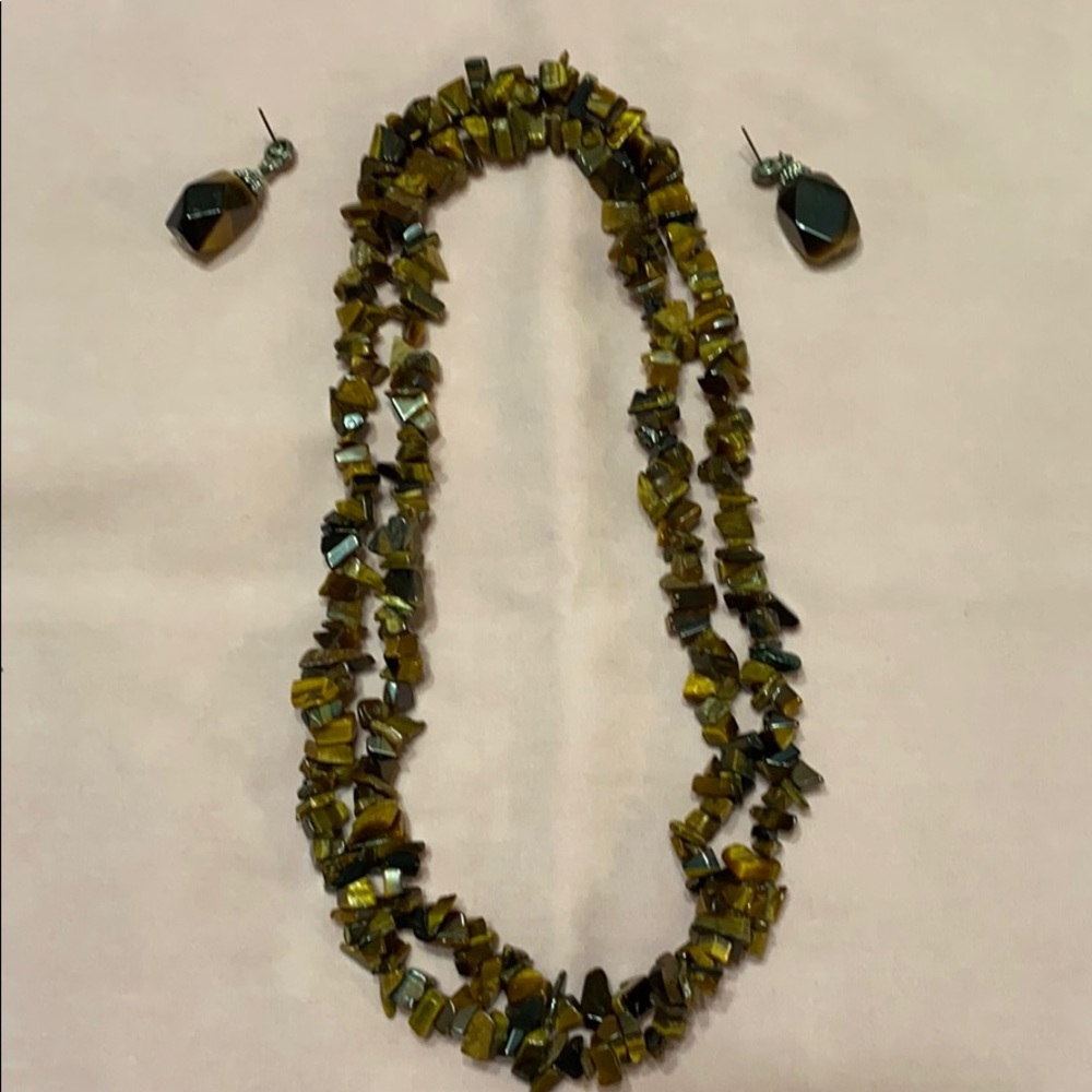Women’s Tiger-eye Necklace & Earring Set